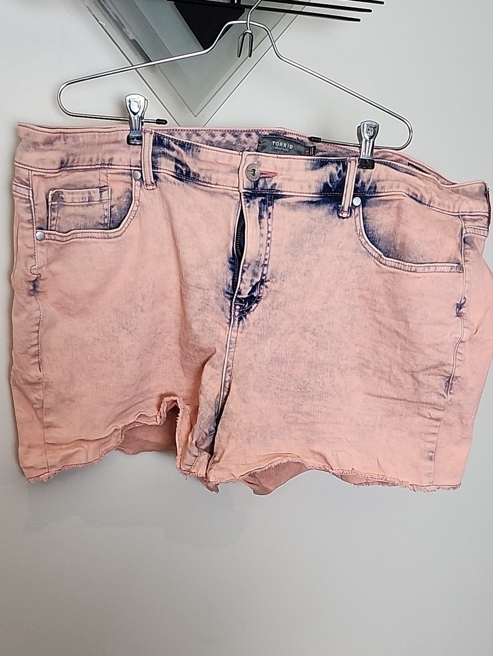 Torrid Neon Orange Bleached Jean Shorts
